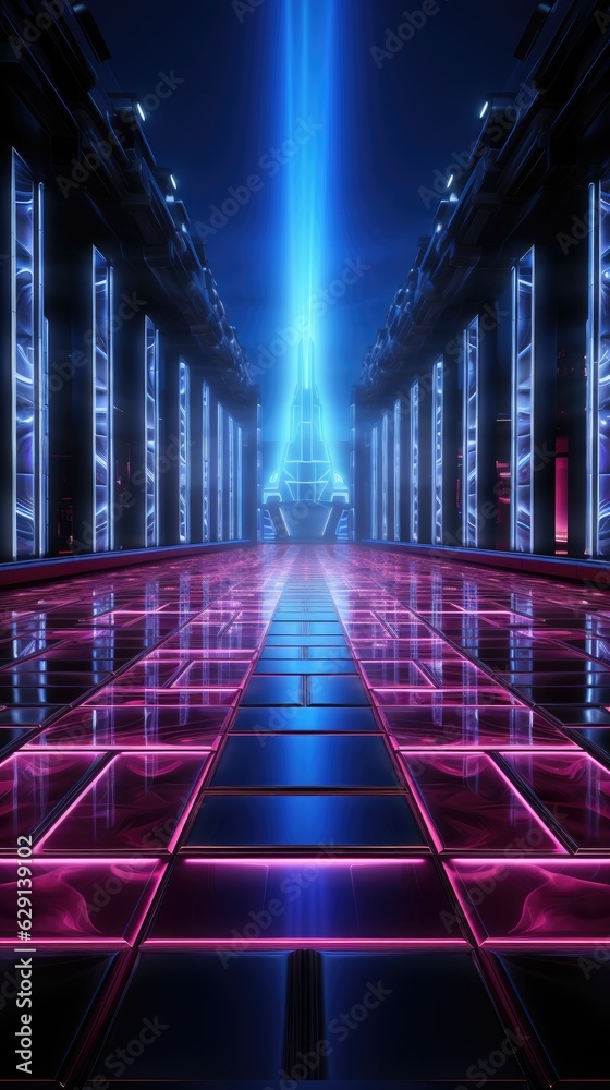 Cyberpunk Neon Blue and Purple Background