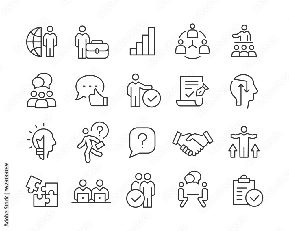 Business Consulting - Line Icons - Editable Stroke Business Consulting - Line Icons - Editable Stroke