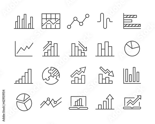 Charts - Line Icons - Editable Stroke