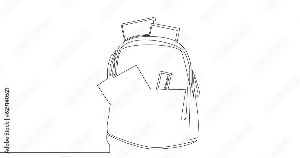 Self drawing line animation school backpack bag Back to school education continuous one single line drawn concept video Self drawing line animation school backpack bag Back to school education continuous one single line drawn concept video