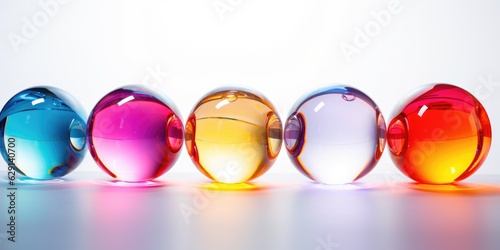 Colorful glass balls spheres  shiny and glossy 3D colorful glass balls collection  multicolored background