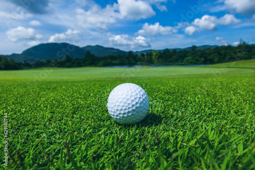 Golf ball on tropical course