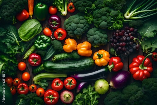 Fresh vegetables and fruits generated by AI tool