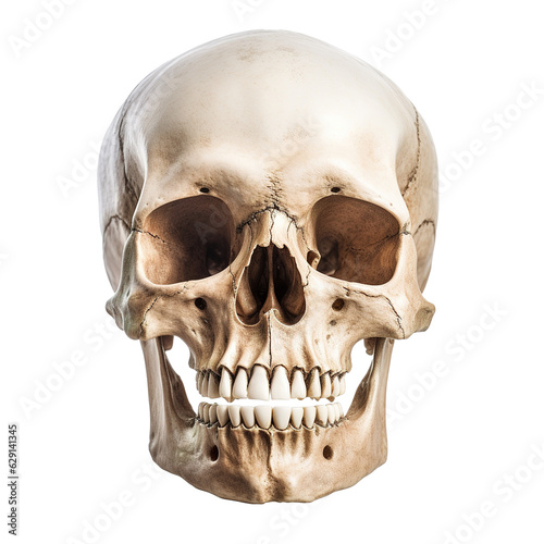Skull isolated on transparent background. Digital illustration generative AI.