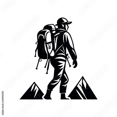 Hiking outdoor adventure logo, Vector template 