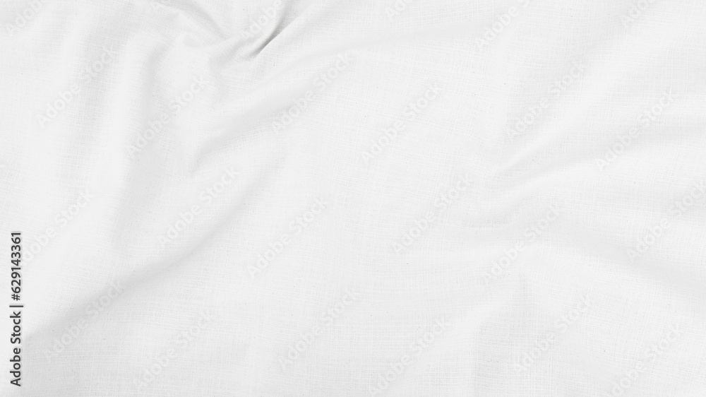 Obraz premium Organic Fabric cotton backdrop White linen canvas crumpled natural cotton fabric Natural handmade linen top view background organic Eco textiles White Fabric linen texture