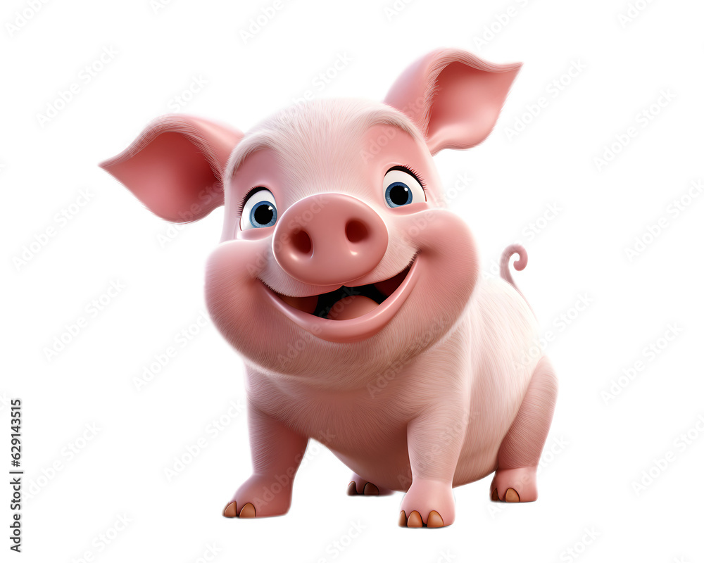 Adorable 3D Pig in Farm Transparent Background Generative Ai Adorable 3D Pig in Farm Transparent Background Generative Ai