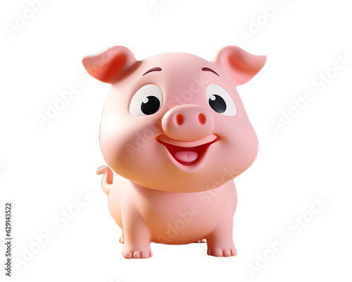 Whimsical 3D Pig on the Farm Transparent Background Generative Ai 