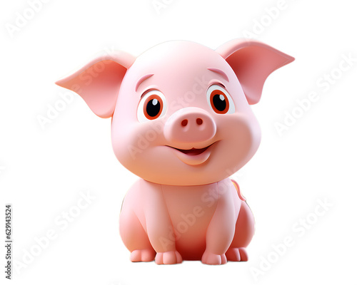 Happy Animal Farm Charming Cartoon Pig Transparent Background Generative Ai 