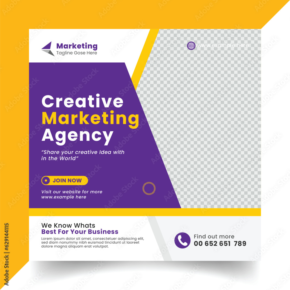 Fototapeta premium Digital marketing agency and corporate social media post template 