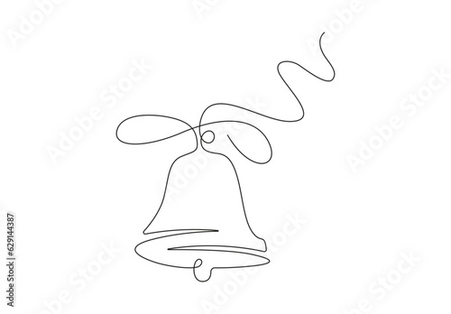 Continuous one line drawing of Christmas bell vector illustration. Traditional Church bells. Stock illustration. Pro vector. 