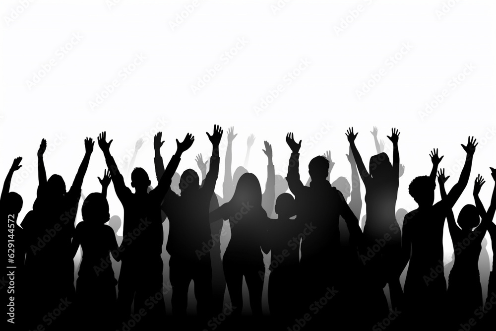 Cheering crowd at concert or sport event, isolated on white with copy space Cheering crowd at concert or sport event, isolated on white with copy space