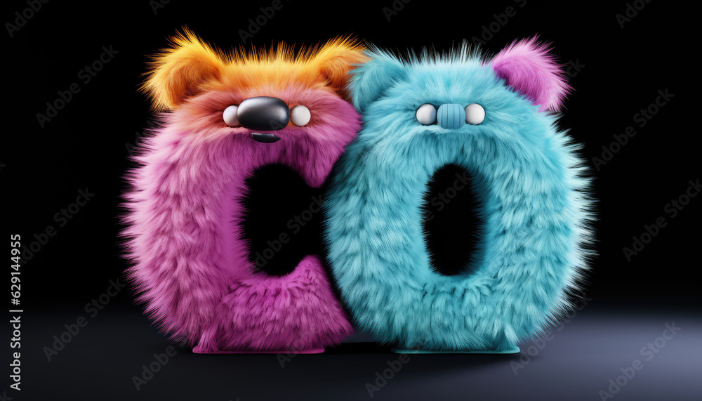Fototapeta premium group of cute monster in a raw. created by generative AI technology.