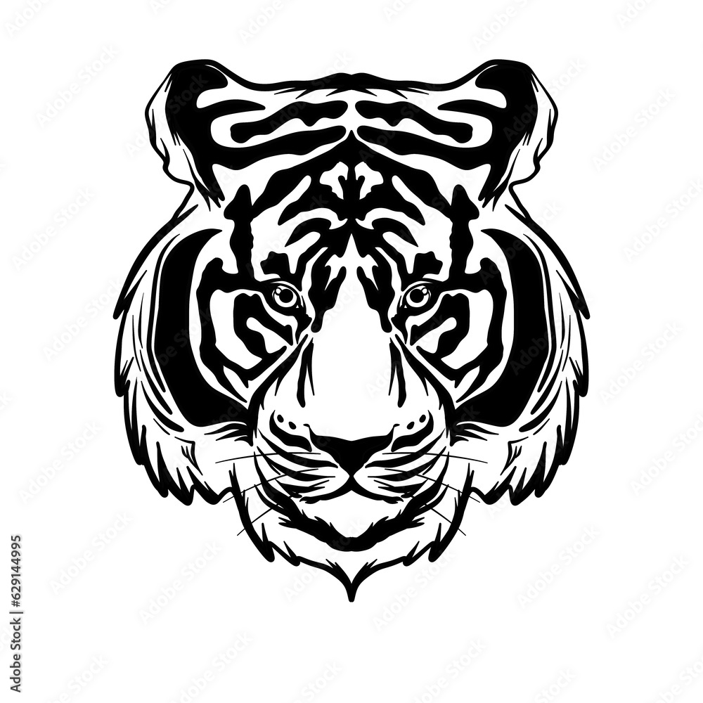 Tiger head logo icon. Isolated on white background.