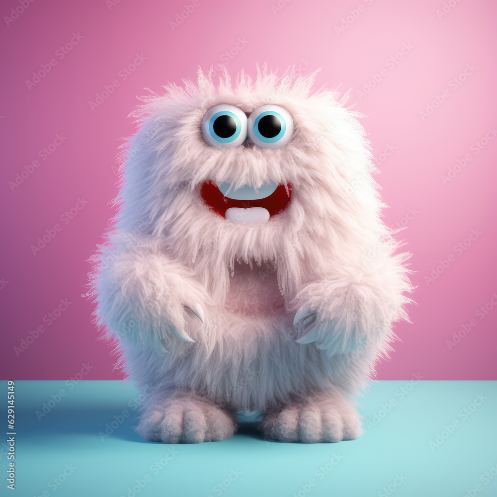 Obraz premium crazy mad funny cute tiny Monster, generative AI illustration