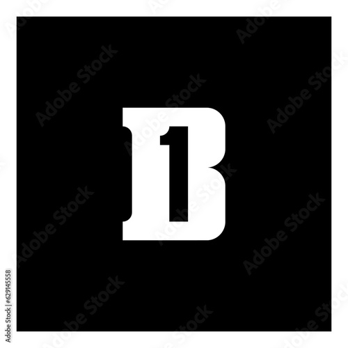 B1 - logo, design element or icon. 1B. Logotype with letter B and number 1.