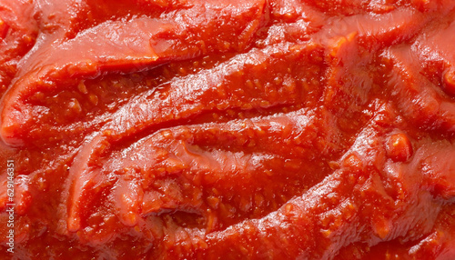 The texture of tomato paste. Ketchup background. Tomato sauce. © Uuganbayar