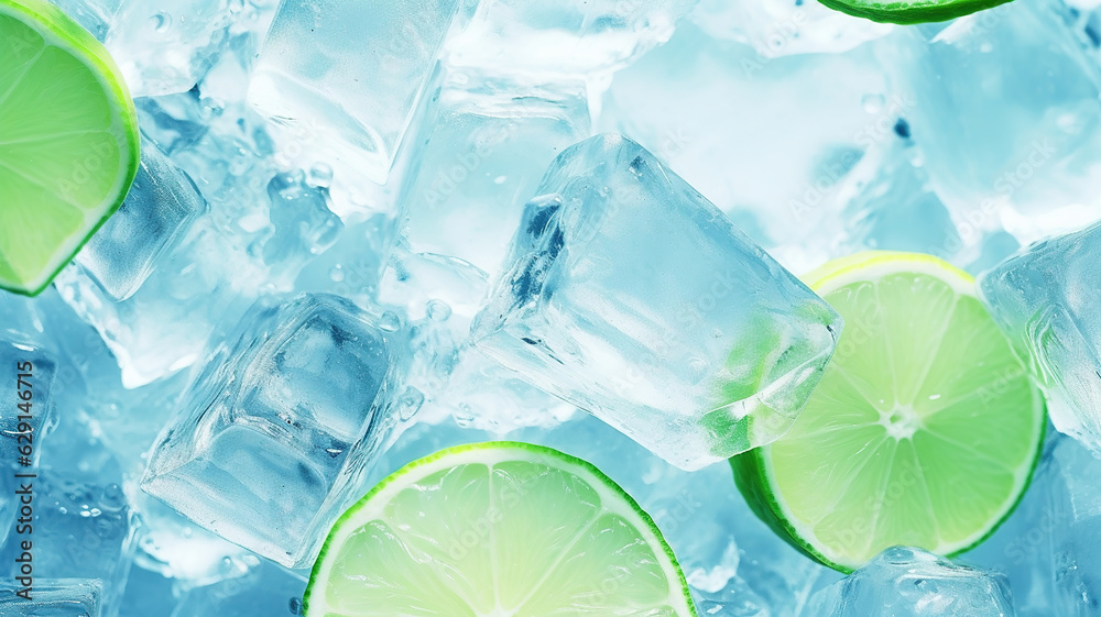 Lime slices have been placed on an ice cube Lime slices have been placed on an ice cube