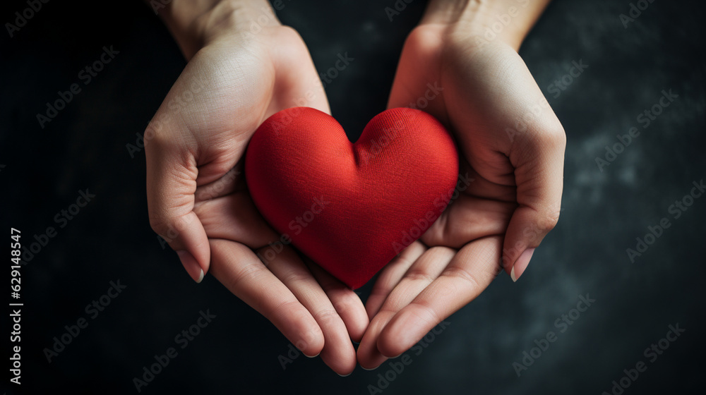 Obraz premium A pair of hands forming a heart symbol, advocating for love and respect in relationships