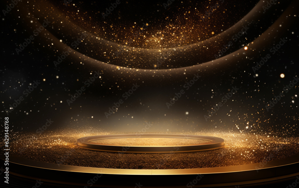 Obraz premium Stage shaped golden particle background