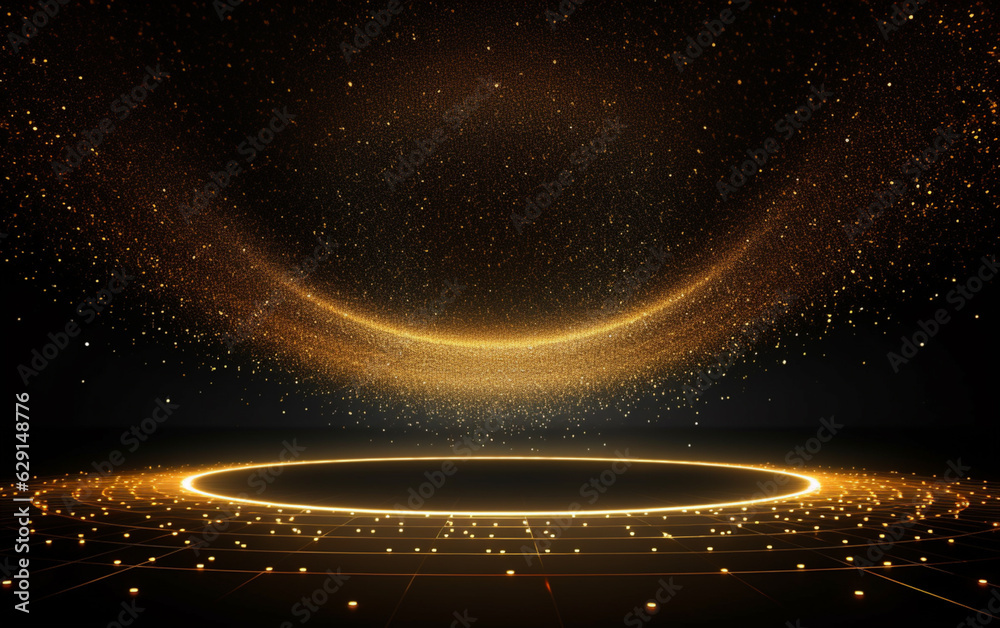 Obraz premium Stage shaped golden particle background