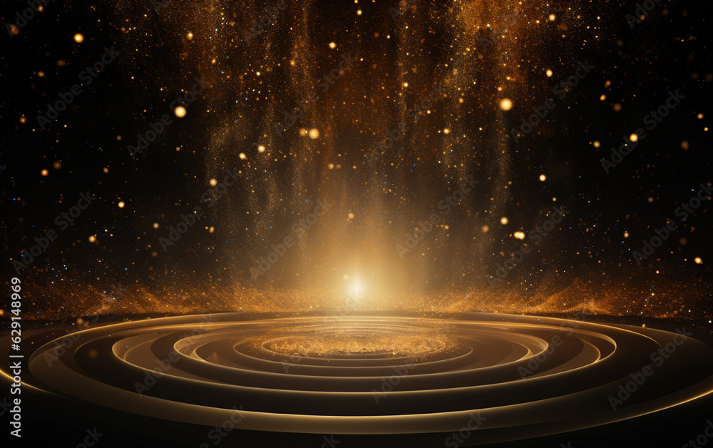Fototapeta premium Stage shaped golden particle background