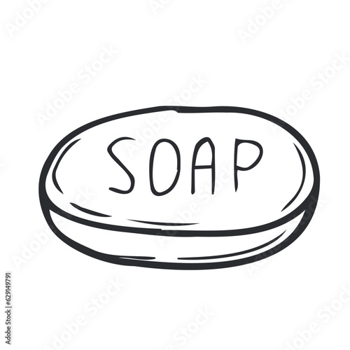 Doodle style soap icon bathroom vector illustration.