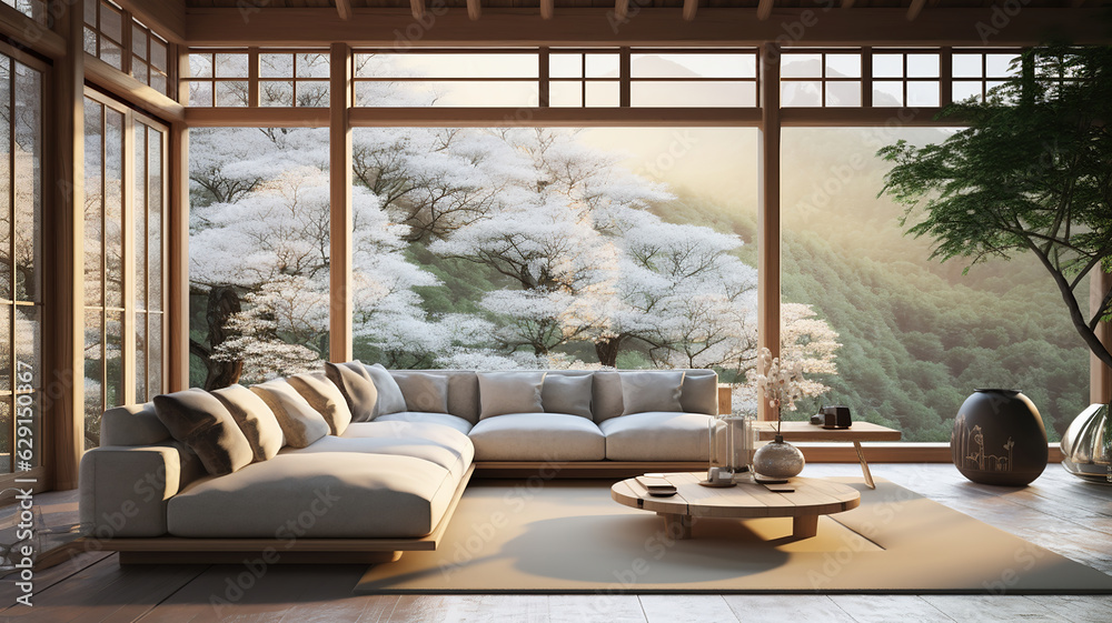 Living room designed in the Japanese style Living room designed in the Japanese style
