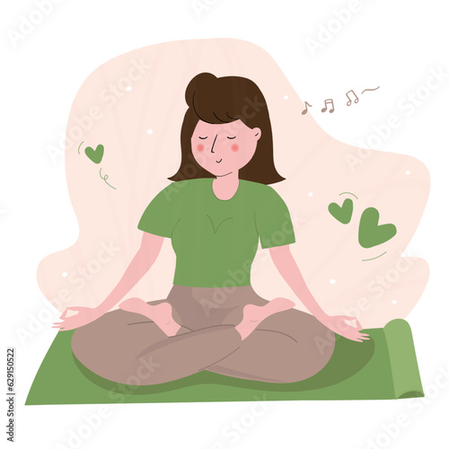 Woman sitting in lotus pose yoga. Vector illustration