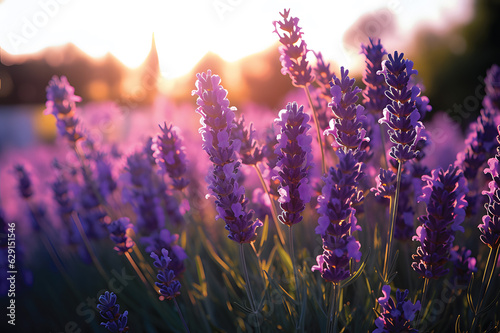 Closeup of lavender flowers blooming in Provence, France.GenerativeAI.