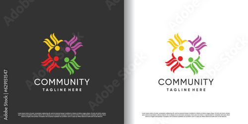 community logo design vector with creative unique style concept premium vector