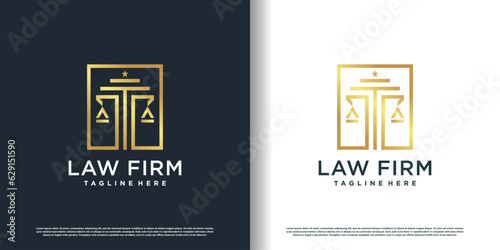 law logo design with creative concept premium vector