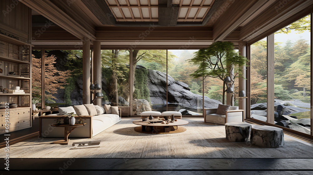 Living room designed in the Japanese style