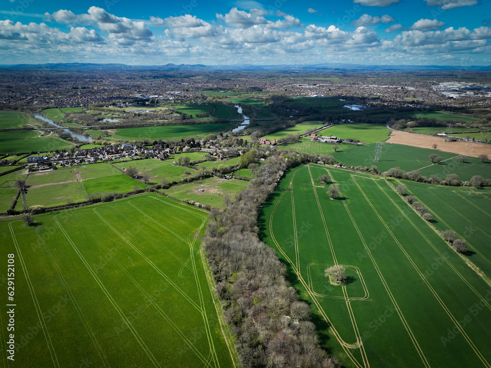 Drone shot of green fields Drone shot of green fields