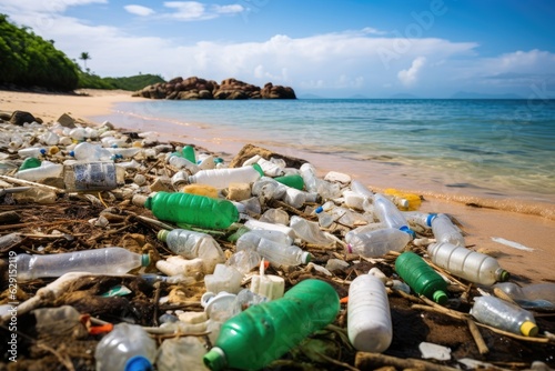 Environmental Concern: Plastic Bottles Washed Ashore