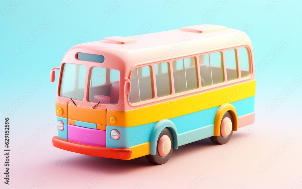 Tiny cute isometric Bus emoji - Soft, smooth design, Generative Ai