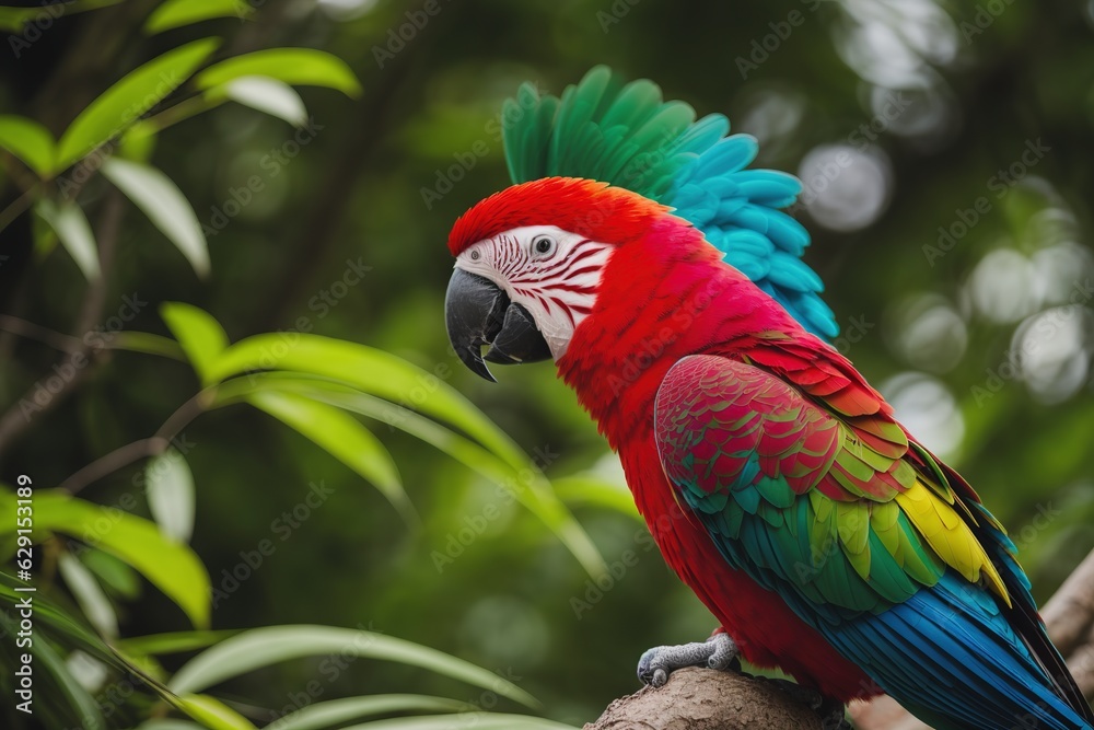 Colorful Sweet Parrot in Green Nature