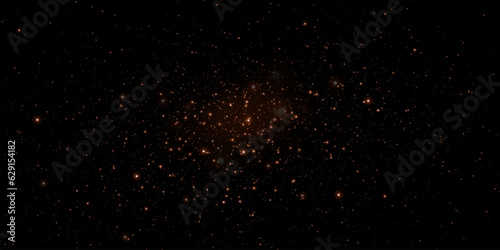 Sparks of dust and golden stars shine with a special light. Vector sparkles on a black background. light effect. Shiny magical dust particles.