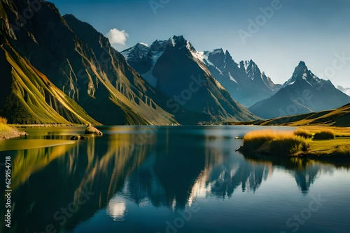 lake in the mountains New Zealand landscape Nature © DESIGN