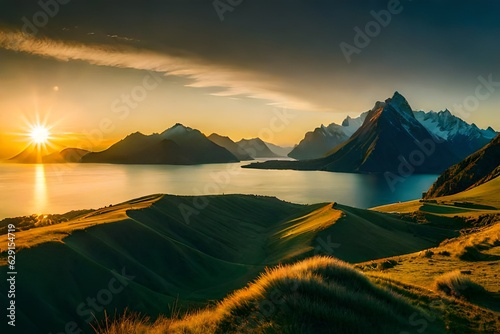 lake in the mountains New Zealand landscape Nature © DESIGN