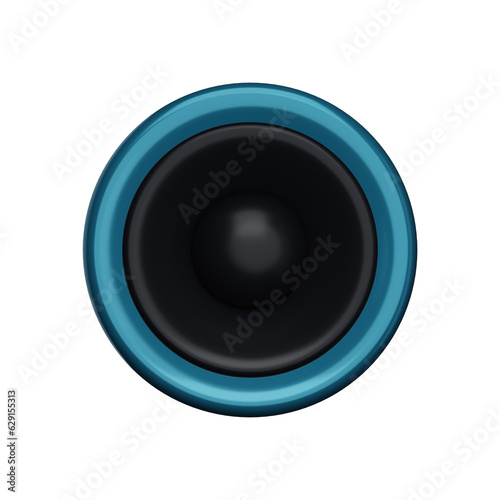 3d. Realistic blue loudspeaker isolated on transparent background.
