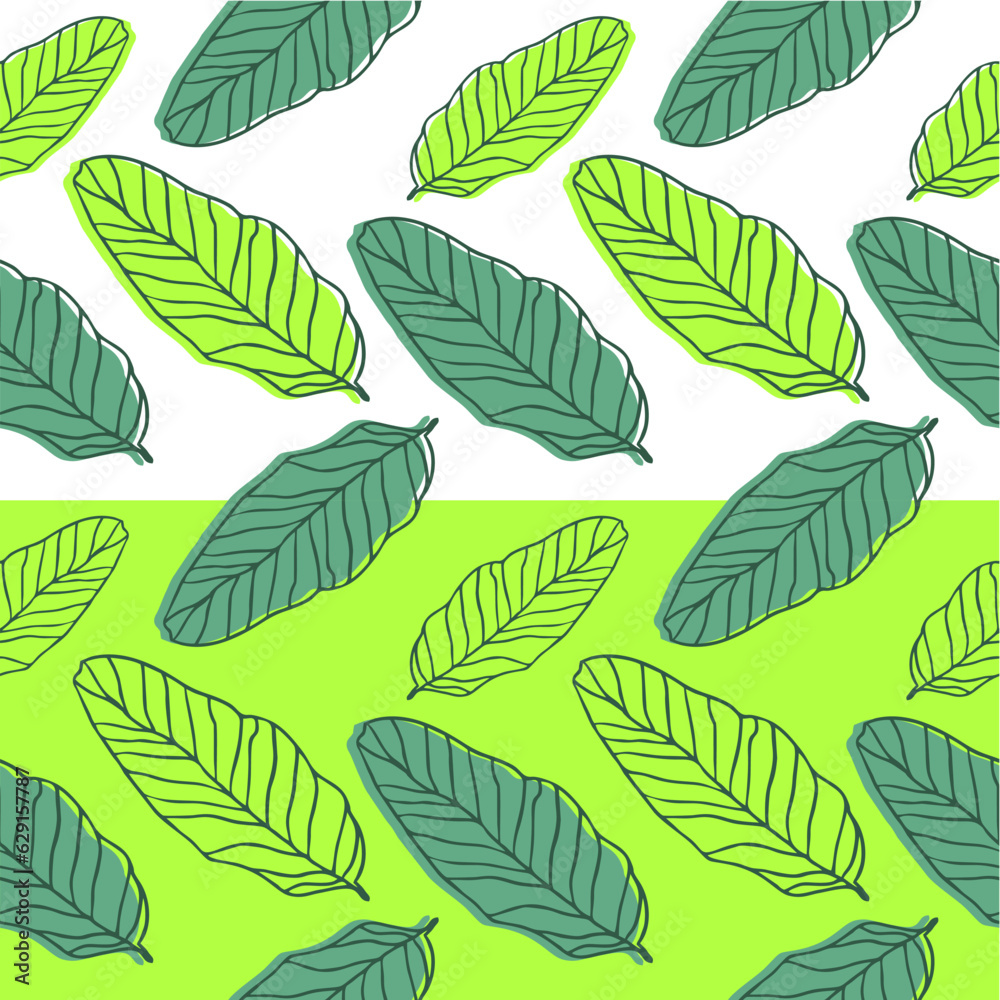 Seamless leaves pattern design banana pattern template vector