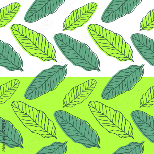 Seamless leaves pattern design banana pattern template vector