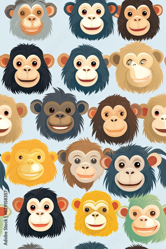 Chimpanzee faces seamless tiles Chimpanzee faces seamless tiles