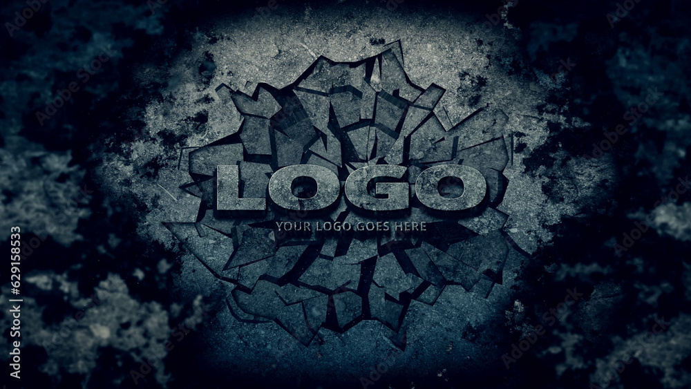 Breaking a Stone Wall Rock Logo Reveal Stock Template | Adobe Stock