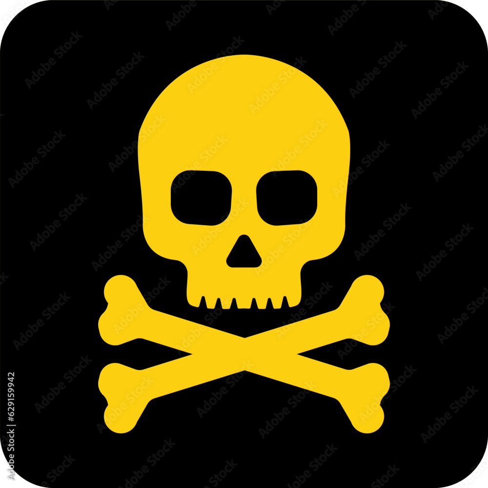 Danger sign with skull. Toxic, electricity or chemical Warning icon. Danger triangle symbol of death. Danger sign with skull. Toxic, electricity or chemical Warning icon. Danger triangle symbol of death.