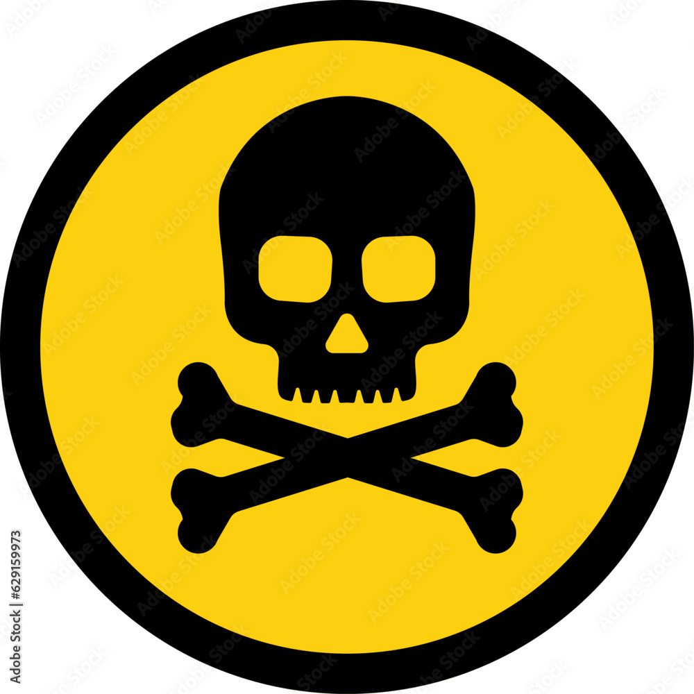 Danger sign with skull. Toxic, electricity or chemical Warning icon ...