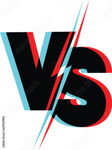 Versus sign. Symbol with glitch effect. Vector illustration