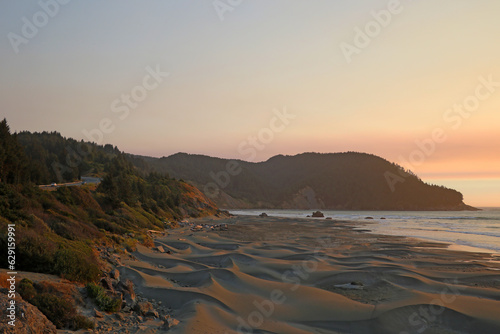 Beautiful scenic sunset on the ocean coasts.