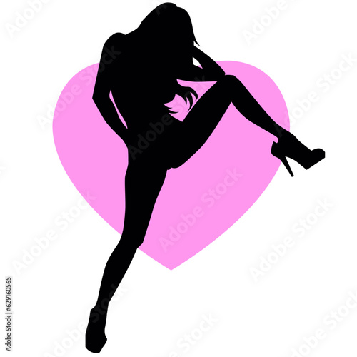 セクシーな女性のポーズシルエットのイラスト素材　ベクター
